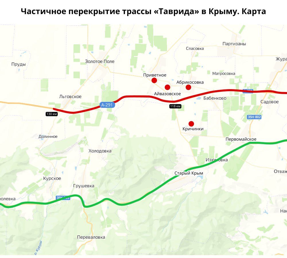 Заправки на трассе таврида карта