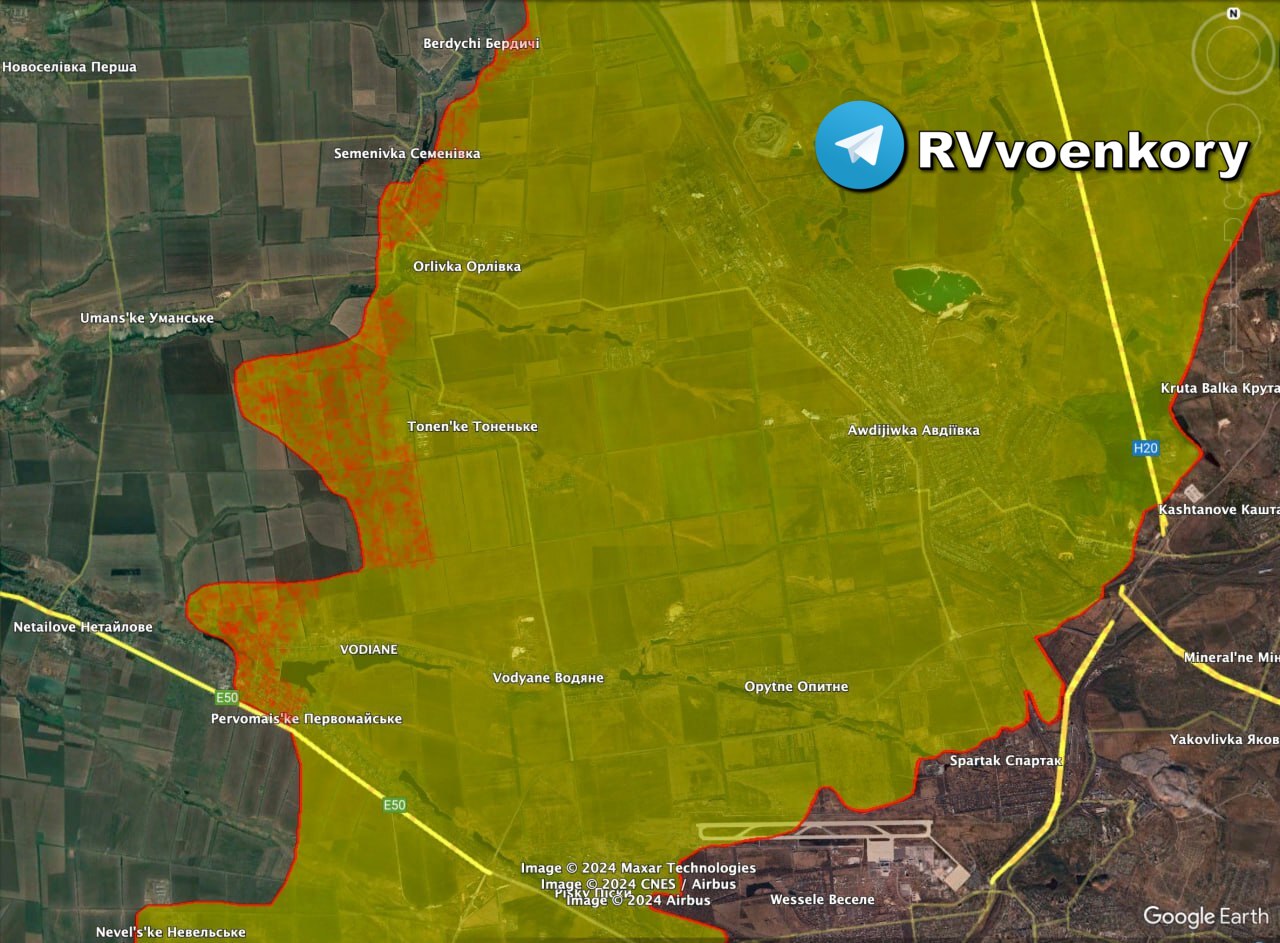 Российские войска продвинулись ещё на 2-3 км к западу от Авдеевки