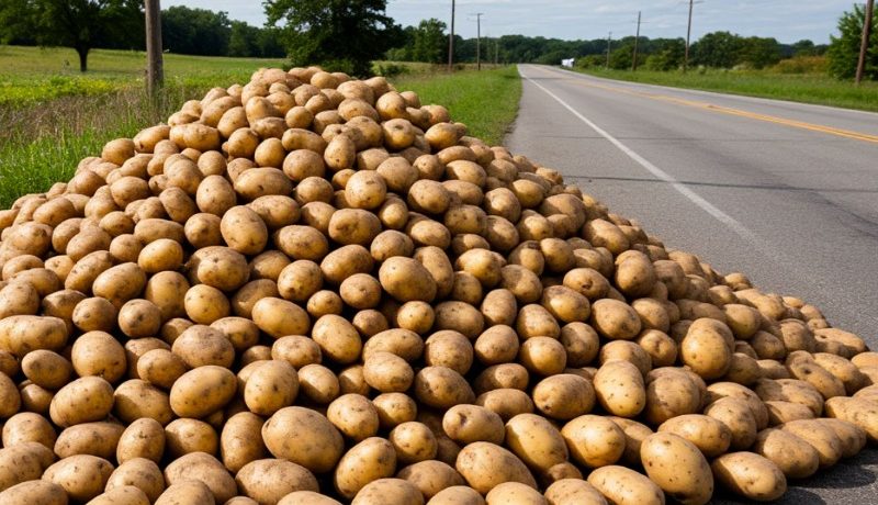 Выброшенный картофель в Приморье