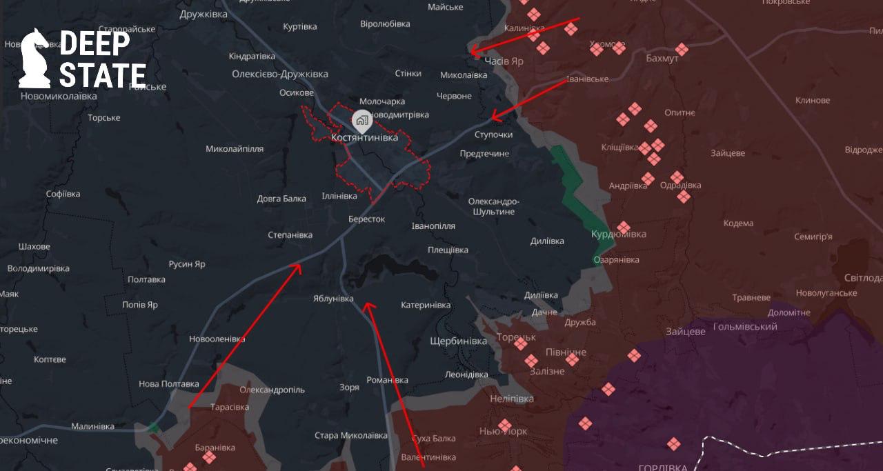 Карта направление Константиновка