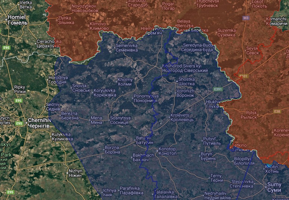 Карта Черниговское направление