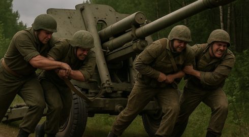 Три русских силача и трёхтонная гаубица: подвиг под рёв дронов