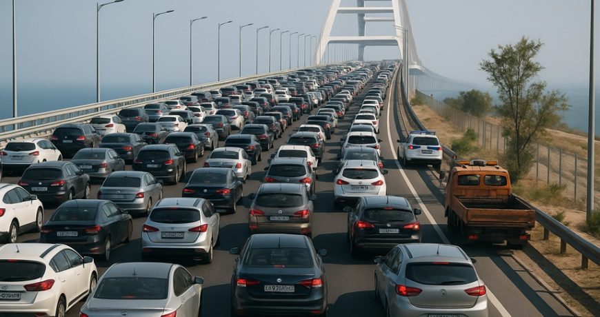 Очередь на Крымском мосту