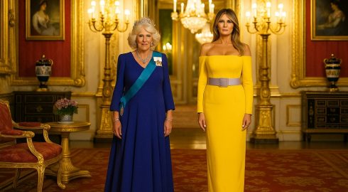 Наряды жен Карла III и Трампа на банкете как сигнал России – в платьях цветов украинского флага