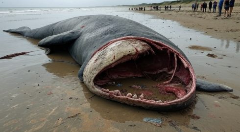 Гигантская туша неизвестного существа найдена на побережье Британии