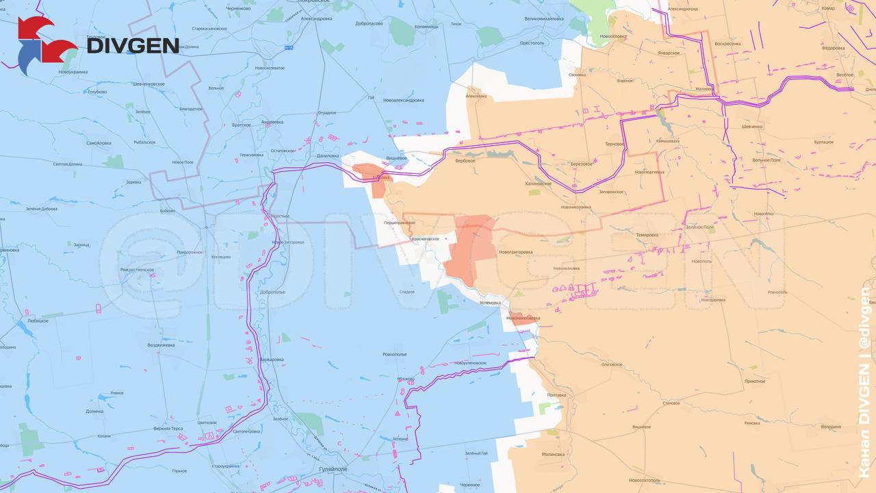 Карта освобождены Новониколаевка, Привольное и Егоровка